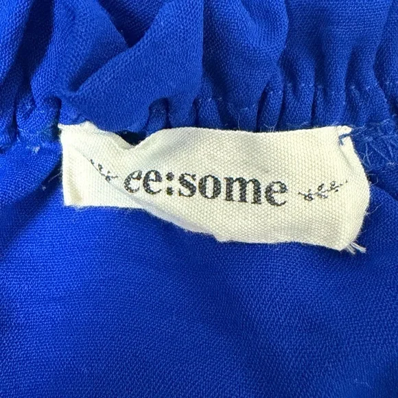 ee:some Fashion Cobalt Blue V-Neck Peasant Blouse with Puff sleeves Size XL - Picture 8 of 9